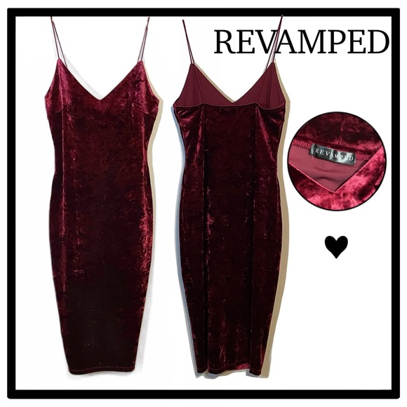 Revamped red velvet slip dress - Picture 1 of 2